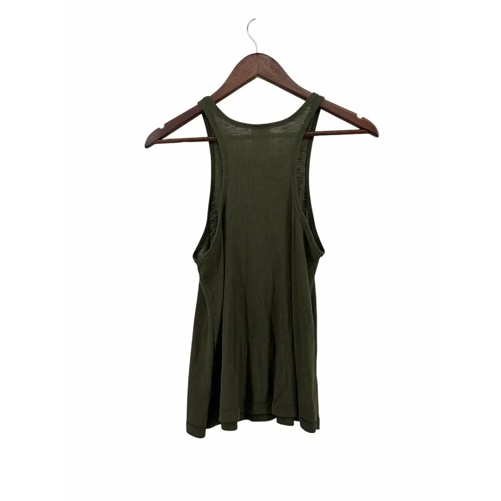Free‎ People Army Green Knit Tank Top Women's XS Boho Minimalist Sleeveless